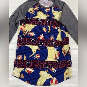 New LuLaRoe Randy Baseball T Shirt Women’s Size XS Eagle Nautical Americana